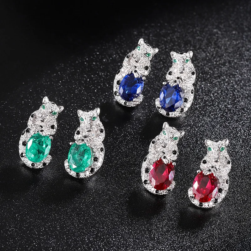 

2024 New S925 Sterling Silver Leopard Stud Earrings Women's Accessories Beautiful Jewelry Wedding Anniversary Luxury Gift