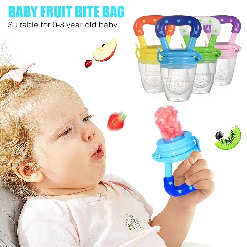 Baby Fruit Eating Supplement Photography Accessories Food Grade Silicone Teether Baby Puree Bag Teething Stick 1