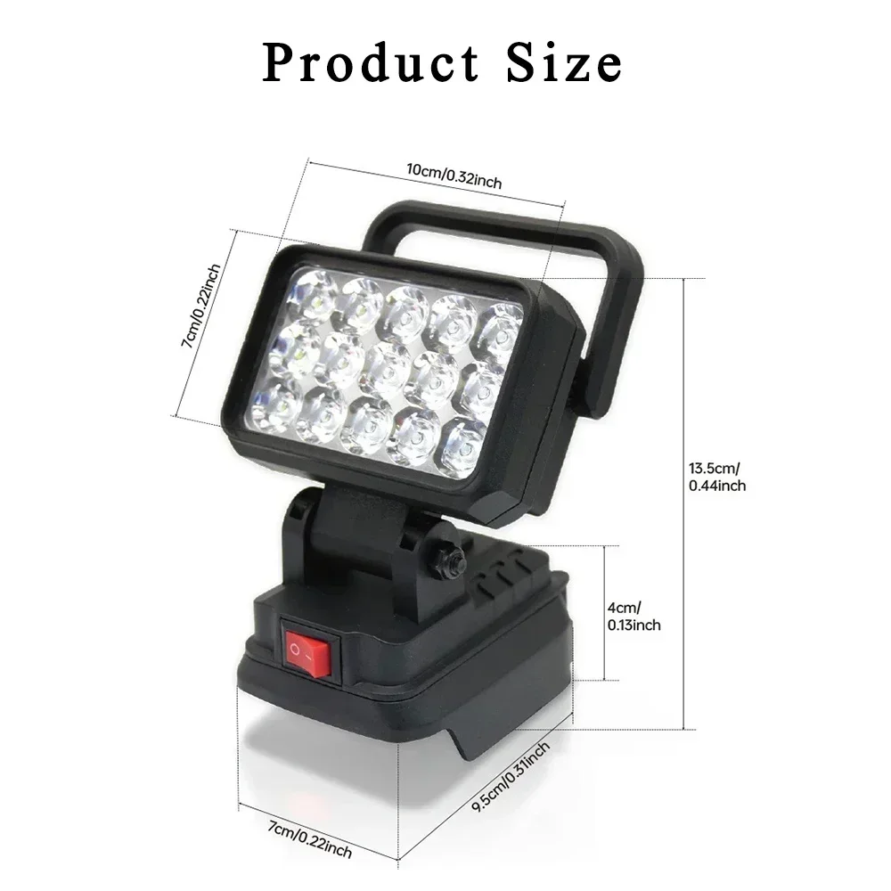 Portable work light 15 Beads LED Working Light Spotlight Portable Lamp Hand Lantern For Makita For Dewalt Milwaukee Bosch 18V Li-ion Battery