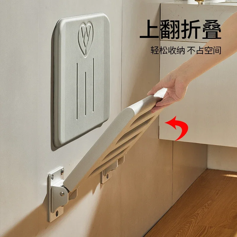 *Bathroom Folding Stool Shower Seat Wall-Mounted Non-Slip Toilet Elderly Toilet Bath Stool 4
