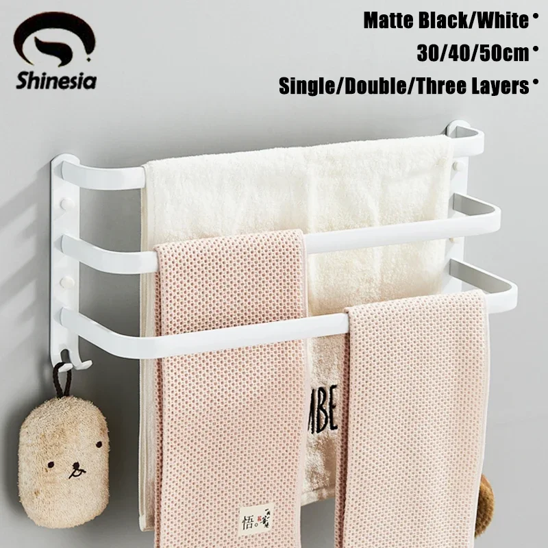 Bathroom Accessories Wall Mounted Towel Rack 30-50CM Multilayer Bar Aluminum Shower Room Holder Towel Hanger towel rack,towel holder