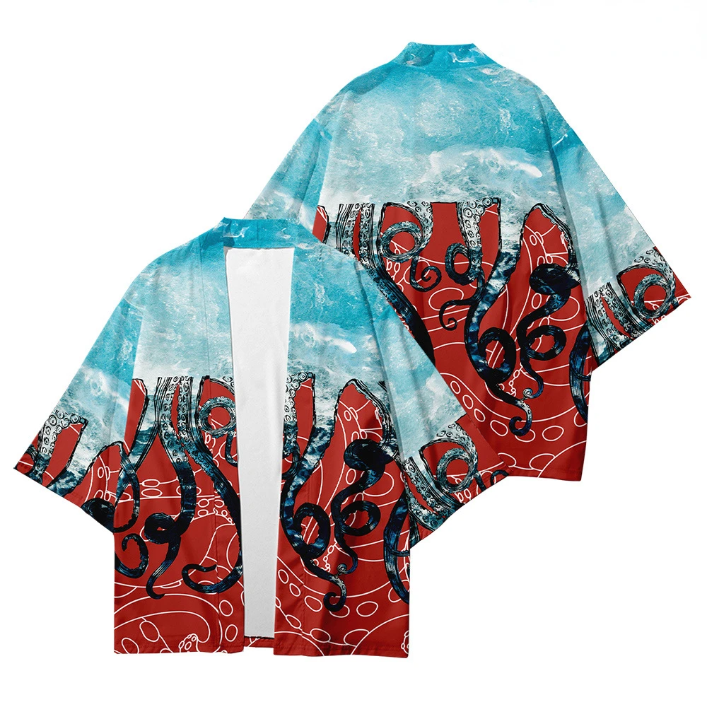 Octopus Graphic Loose Japanese Kimono Cardigan Men & Women Streetwear Harajuku Yukata Fashion Tops