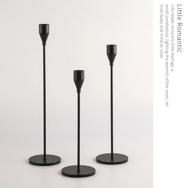 Y4QE Luxury Metal Holders Set of 3 Pillar Table Centerpiece Holder for Wedding Party Home Office Decoration Stand