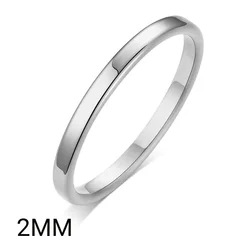 Stainless Steel Women's Wedding Ring - Elegant Flat Band Fashion Jewelry - US size 08 (2MM Silver Color)