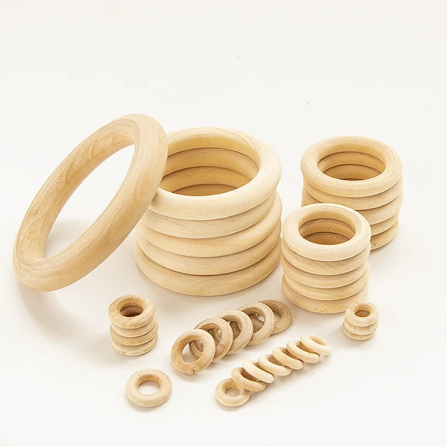 Unfinished Solid Wooden Rings 15-100MM Natural Wood Rings for Macrame DIY Crafts  Wood Hoops Ornaments Connectors Jewelry Making 