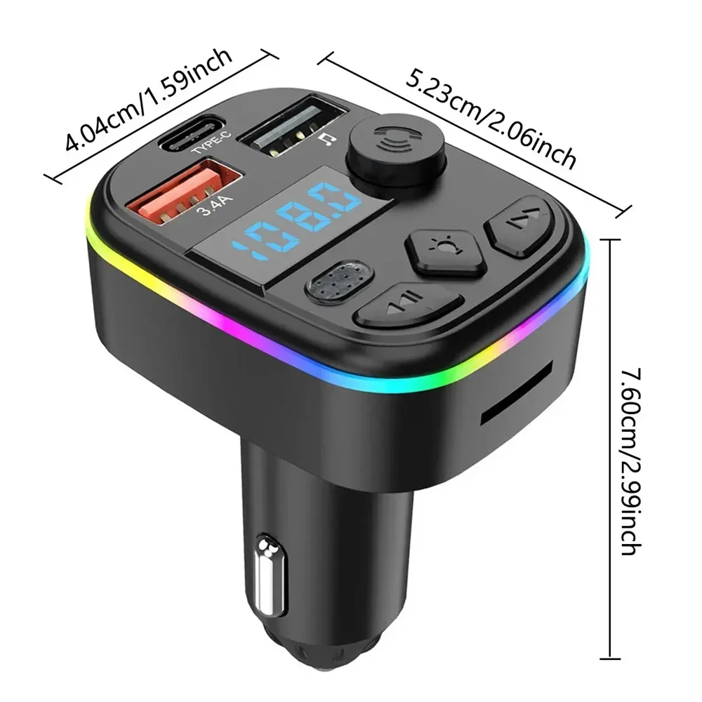 Car Phone Charger Support TF Card U Disk Hands-Free MP3 Player Radio Car FM Transmitter MP3 Player Bluetooth-Compatible Adapter