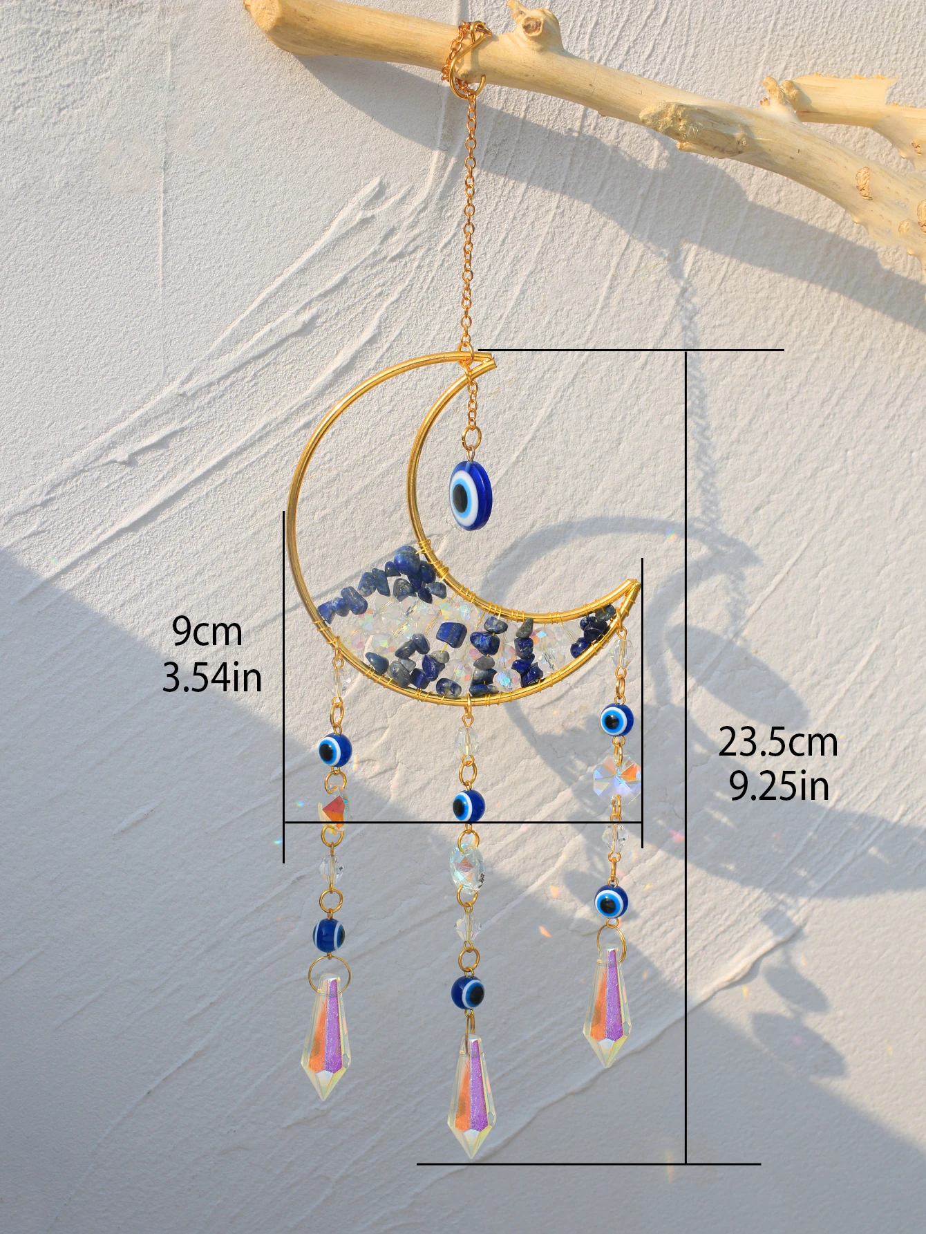 Suncatcher for Window Moon Crystal Wind Chime Prism Wall Hanging Rainbow Maker Light Catcher Garden Decoration Outdoor Art Gift