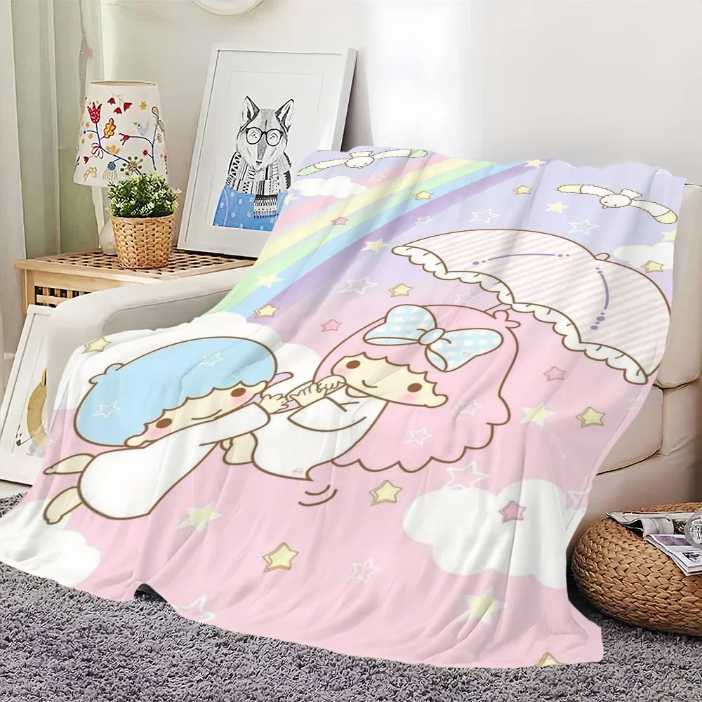 L-Little Twin Stars K-KiKi & L-LalaS Printed Comfortable And Soft Sofa Bedroom Plush Blanket Suitable For Home Travel And Gifts 4
