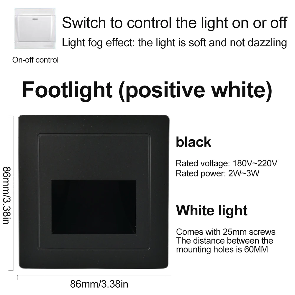Led Light Led Wall Lamp Wall Light Recessed Stair Light 180-220V Wall Sconce Step Stairway Aisle Lamps Flush-mounted Warm Cool White Basement Passage