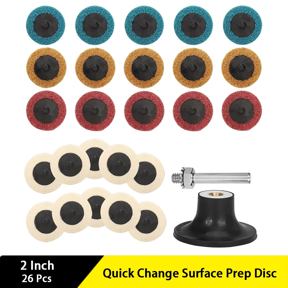 

2 Inch Quick Change Surface Prep Disc 26 Pcs Nylon Sanding Discs for Polishing Stainless Steel Non-ferrous Materials and Alloys