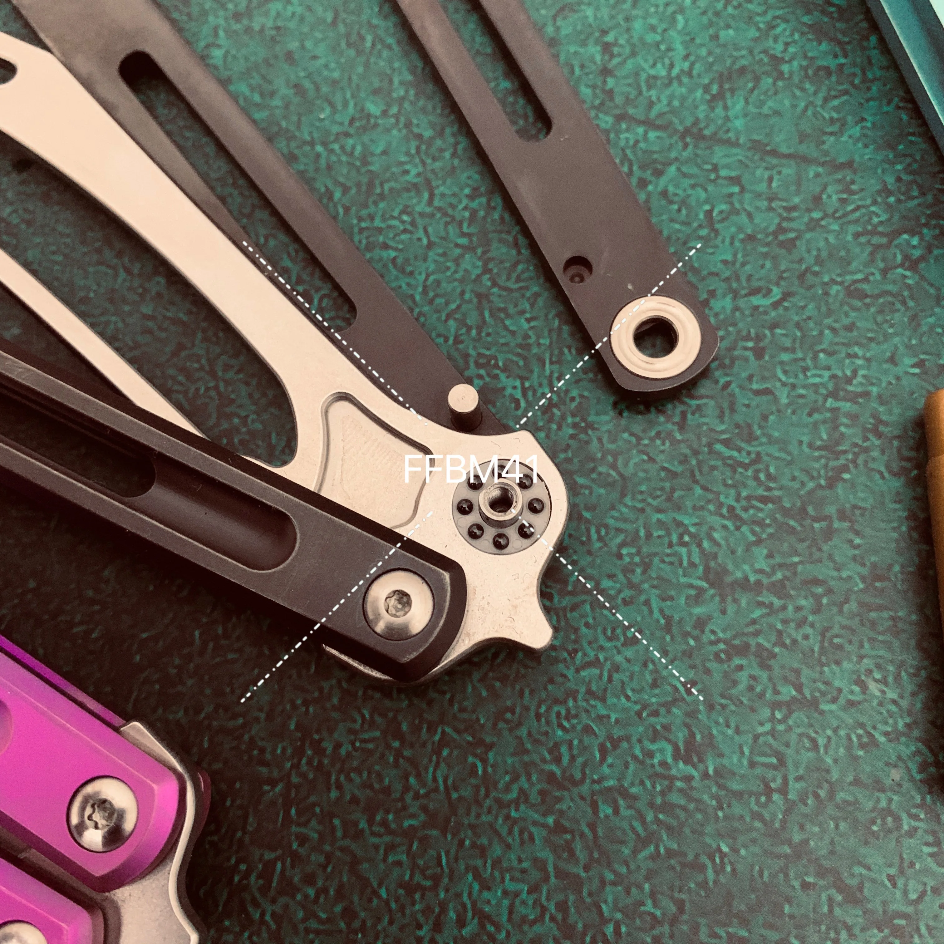 JK Design Orca TheOne Clone EDC Balisong Trainer Titanium Sandwich Handle Butterfly Training 
