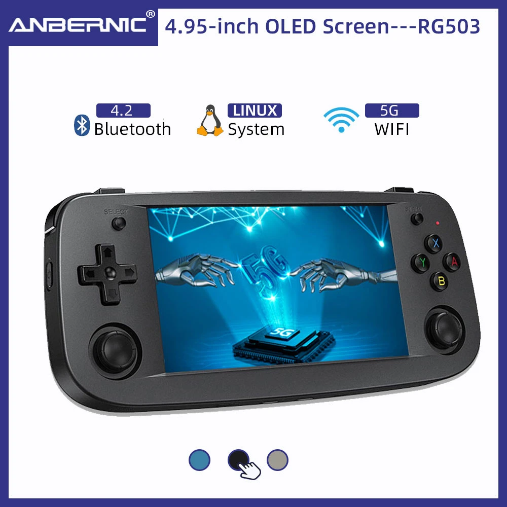 Anbernic RG503 Retro Handheld Video Game Console 4.95-inch OLED Screen  Linux System Portable Game Player RK3566 Bluetooth 5G Wif