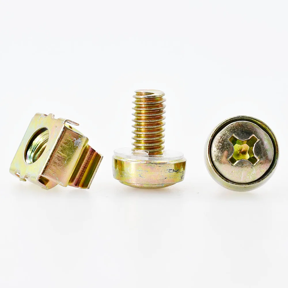4Set Phillips Screw For Rack Mount Server Cabinet Shelves Bolts With Washer Metric Threaded Cage Nut Screws Kit M6x16mm M6x20mm