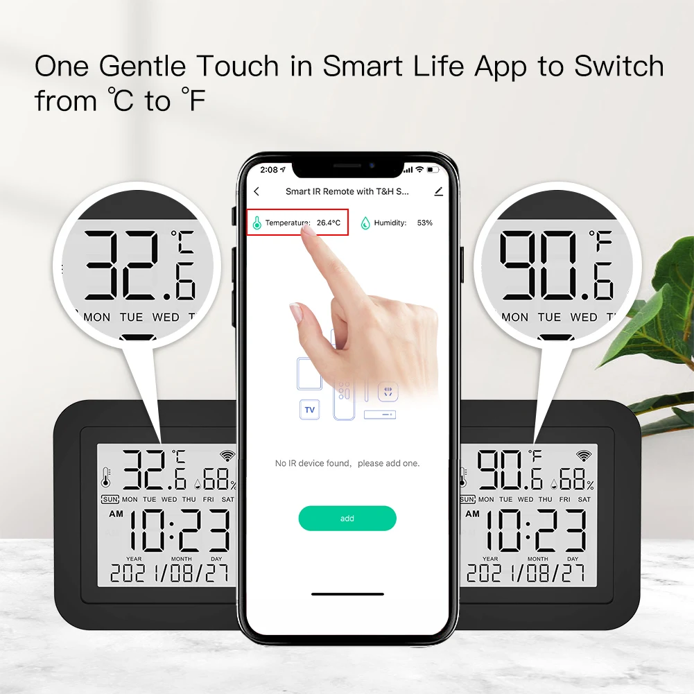 WiFi Tuya Smart IR Remote Control Temperature and Humidity Sensor for