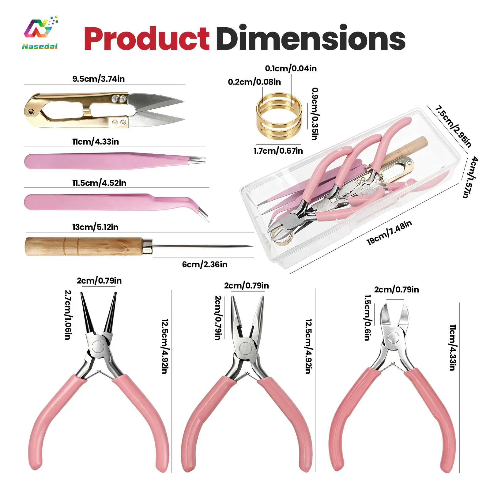 8pcs Jewelry Making Beading Tool Kit with Pliers Scissors DIY Craft Tools for Handmade Ornament Fashion Accessory Making Repair - 6
