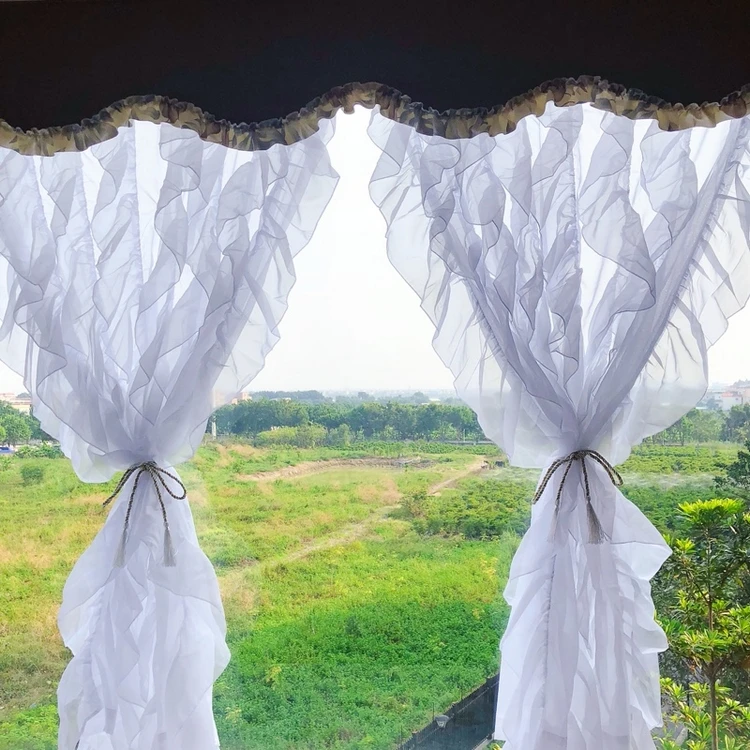 tulle curtains  modern curtains for living room  window curtain ruffled store cafe window store decoration white 4
