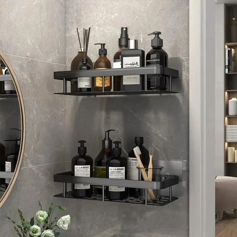 Bathroom Shelf Makeup Storage Organizer Shampoo Rack Shower Shelf Bathroom Accessories No Drill Wall Shelf 3