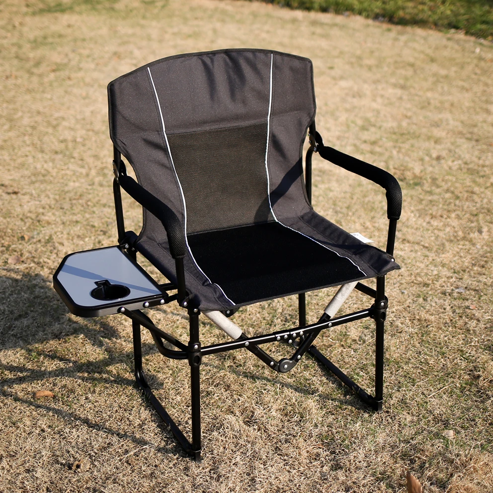 

Camping Director Folding Chair Outdoor Heavy Duty Compact Vent Mesh Seat with Side Bar