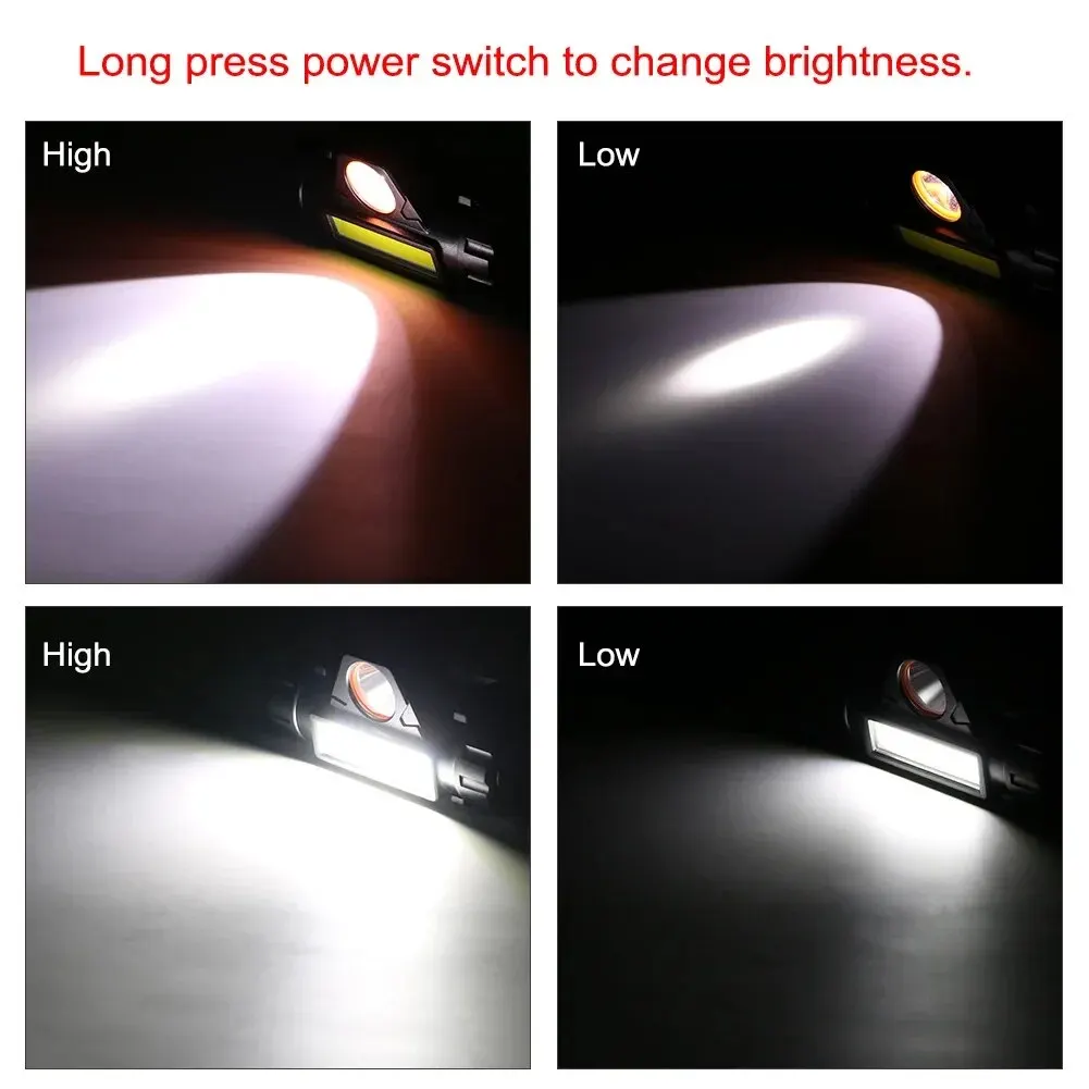 Cob Headlamp Head Flashlight Q5 COB Led Headlamp Powerful Built-in 18650 Battery Outdoor Camping Fishing Headlight Stepless Dimming