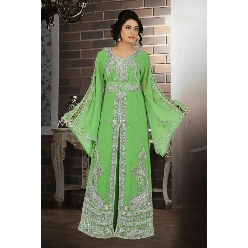Green Dubai Arab Morocco Kaftan Abaya Women's Clothing Dress European and American Fashion Trend