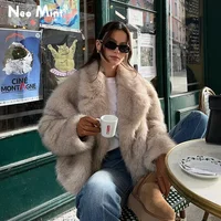 Neo Mint Chic Street Girls Gradient Faux Fur Jacket Women Winter 2024 Brand Fashion Fluffy Fox Fur Coat Female Luxury Outerwear 1