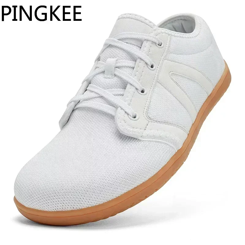 PINGKEE Unisex Wide Toe Barefoot Shoes For Men Zero Drop Men\'s Original Casual Trekking Trail Running Mesh Breathable Sneakers