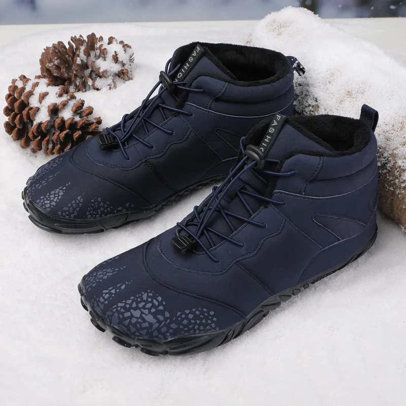 

Winter Couple Mountaineering Snow Boots Warm Cotton Shoes Men Work Shoes Waterproof Platform Shoes Flat Bottom Women Snow Boots