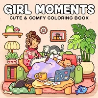 1/2 Books, Girl Time Ocean Scene Coloring Book, Perfect for Adult Relaxation, A Great Gift for Valentine's Day, Holiday 2