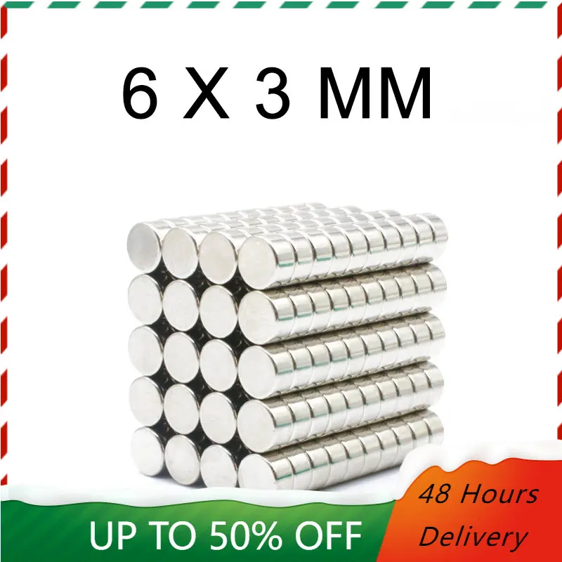 20/50/80/100 Pcs 6x3mm Round NdFeB Neodymium Magnet N52 Rare Earth Magnet Fridge Magnets Small imanes Permanent Magnetic Disc 10pcs multifunctional diy 20x3mm n52 round disk strong rare earth ndfeb magnets fridge crafts