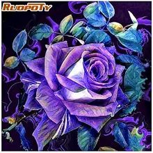 

RUOPOTY Coloring By Number Purple rose Kits For Adults Handpainted DIY Oil Painting By Number Flowers On Canvas Home Decor