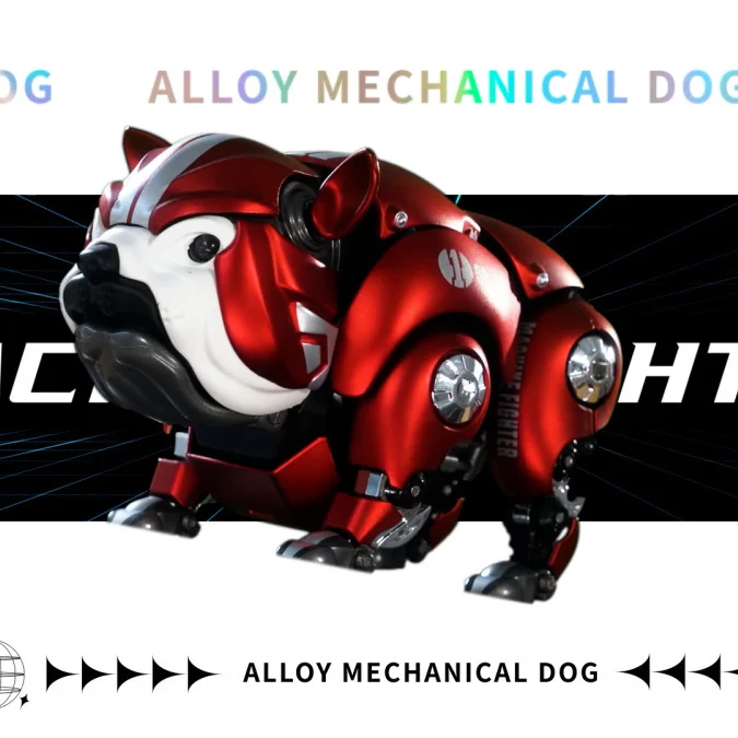 New Alloy Mechanical American Bully Pitbull Robot Dog Eyes Lights Anime Figure Adults Toy Model Action Figures Collection Gifts