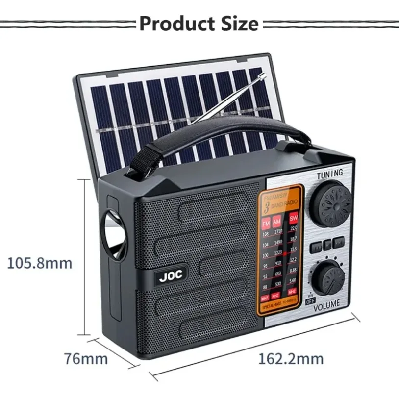 Multi-function Portable Radio FM AM SW Rechargeable USB TF Play Outdoor Solar Wireless Speaker Bluetooth With FM Radio Receiver