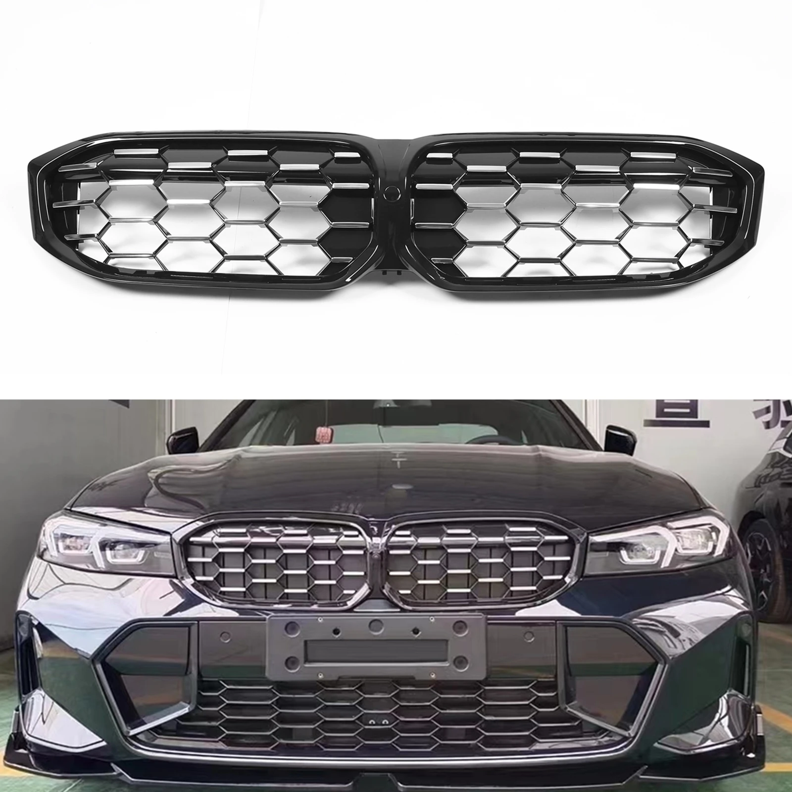 Front Grille Car Upper Replacement Bumper Hood Mesh Grills Grid With