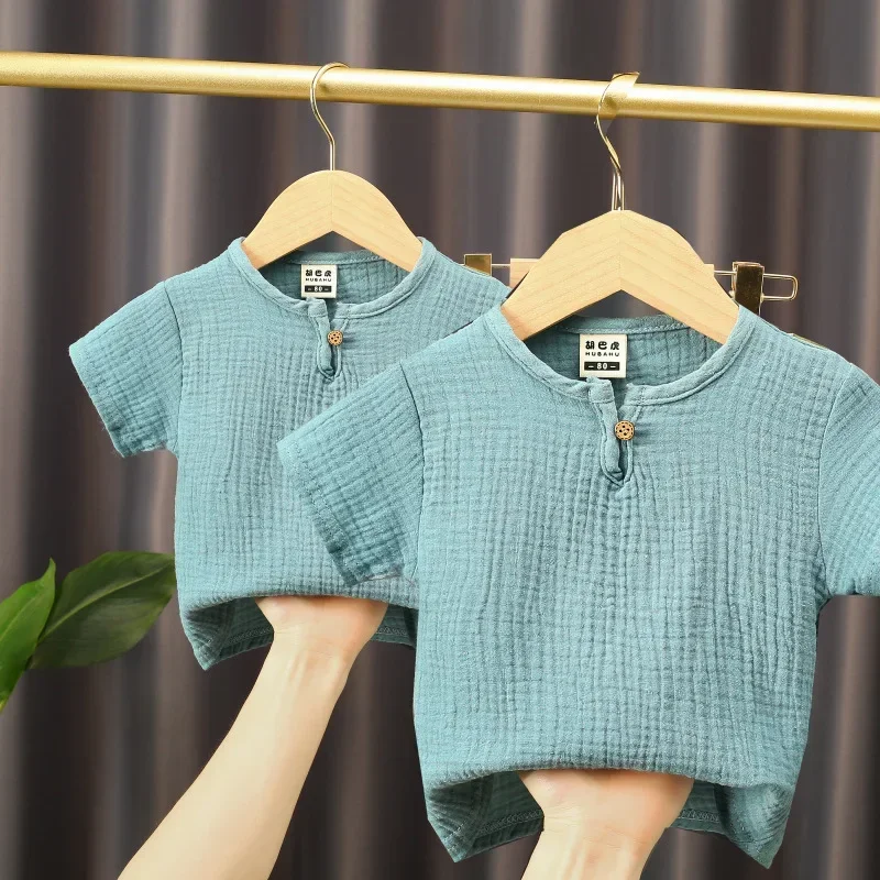 Baby Girls Boys  T Shirts Linen Cotton Boys Tops Children T-shirt  Summer Baby Boys Girls T-shirt Children Clothes Kids - 3