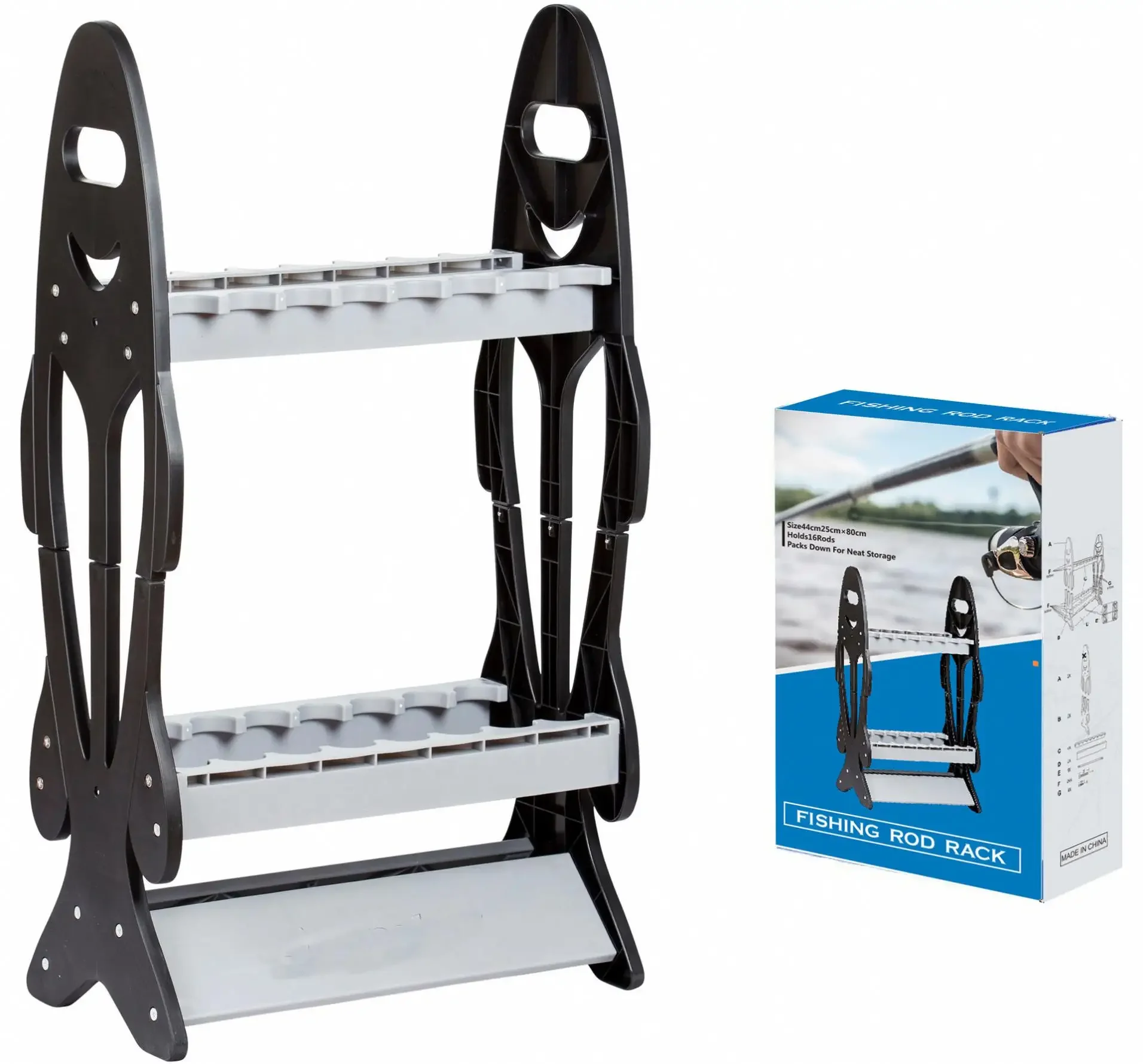 Hot Sale Portable ABS Plastic Fishing Rod Display Rack Holder Designed Rod Stand Various Types Of Rods Support