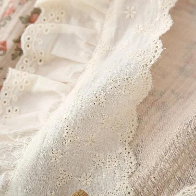 

Ночные рубашки Пижама с французским рукавом хлопковая свободная короткая элегантная длинная ночная рубашка с розовым V-образным вырезом кружевная Пижама женская винтажная