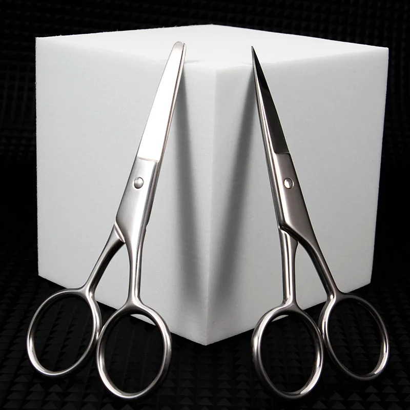Stainless Steel Round Head Nose Hair Eyebrows Beard Beauty Scissors Makeup Tools