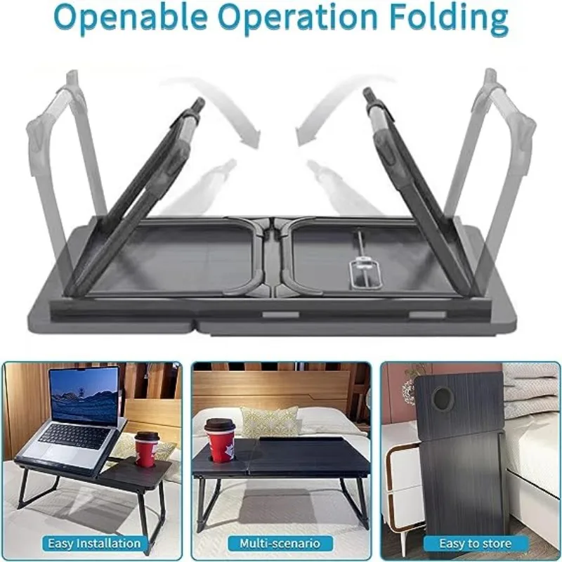 Folding Laptop Desk for Bed Portable Computer Tray for Sofa Table for Writing 4 Angles Adjustable Laptop Table with Cup Holder