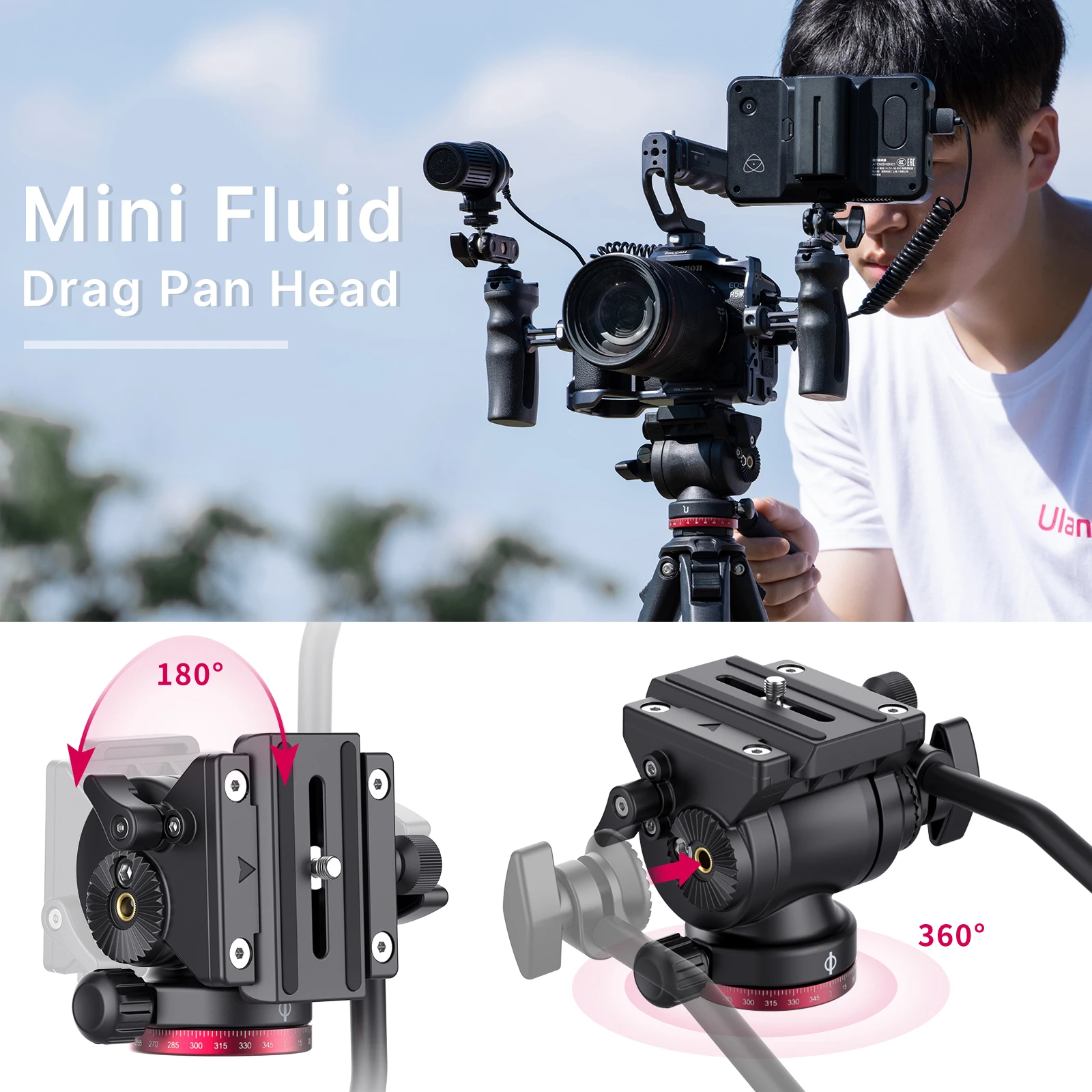 Ulanzi-trípode de viaje para vídeo OMBRA, 1,6 M, 360 °, panorámico, arrastre fluido, carga máxima de 6KG, placa Arca Swiss para cámara DSLR