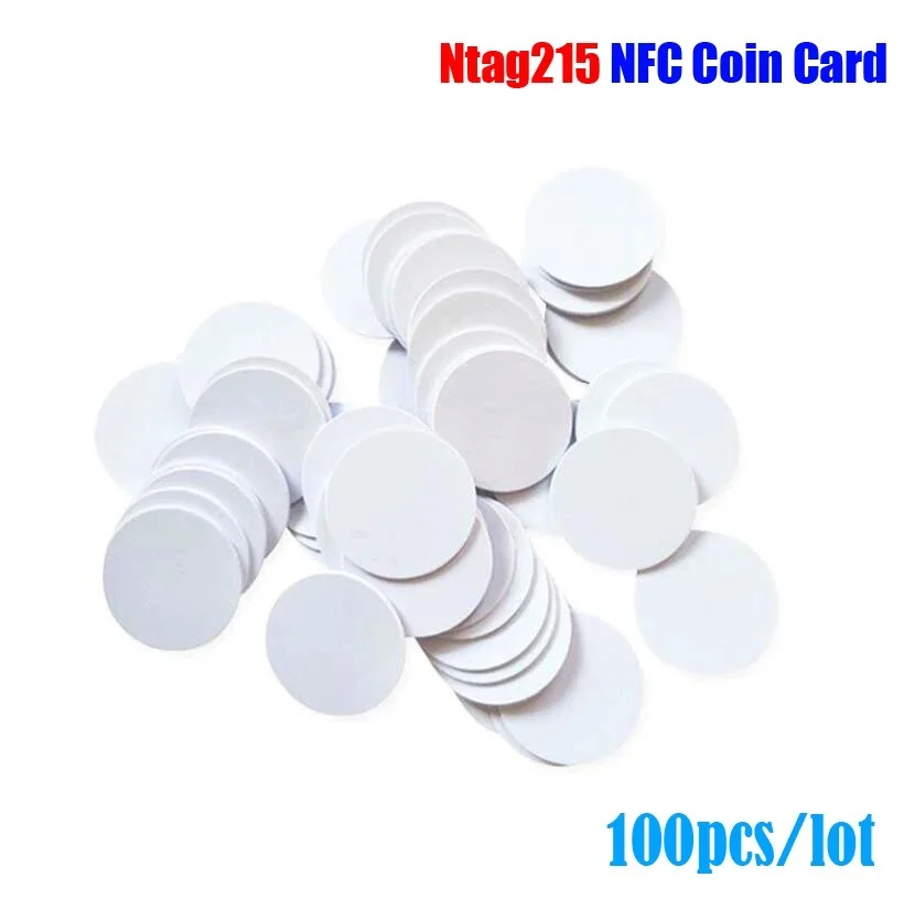 2022 100/50pcs NFC Ntag215 Coin TAG Key 13.56MHz NTAG 215 Universal Label RFID Ultralight Tags Labels 25 mm diameter