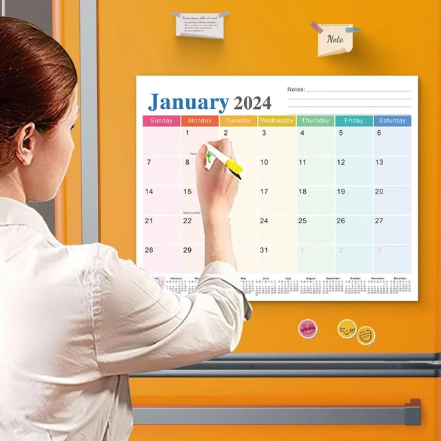 Licence mensuelle avec aimants pour réfrigérateur, rester organisé,  magnétique, calendrier, 18 mois, 2024 - AliExpress