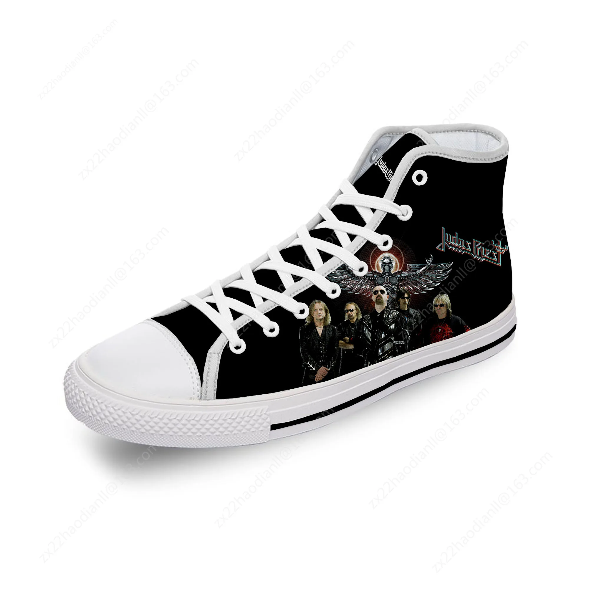 Judas Priest Rock Band Metal White Cloth 3D Print High Top Canvas Fashion Shoes Men Women Lightweight Breathable Sneakers