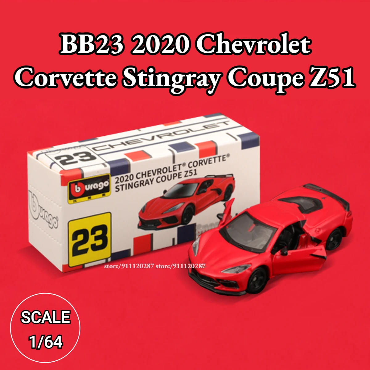 Bburago164MiniCarModelBB232020ChevroletCorvetteStingrayCoupe