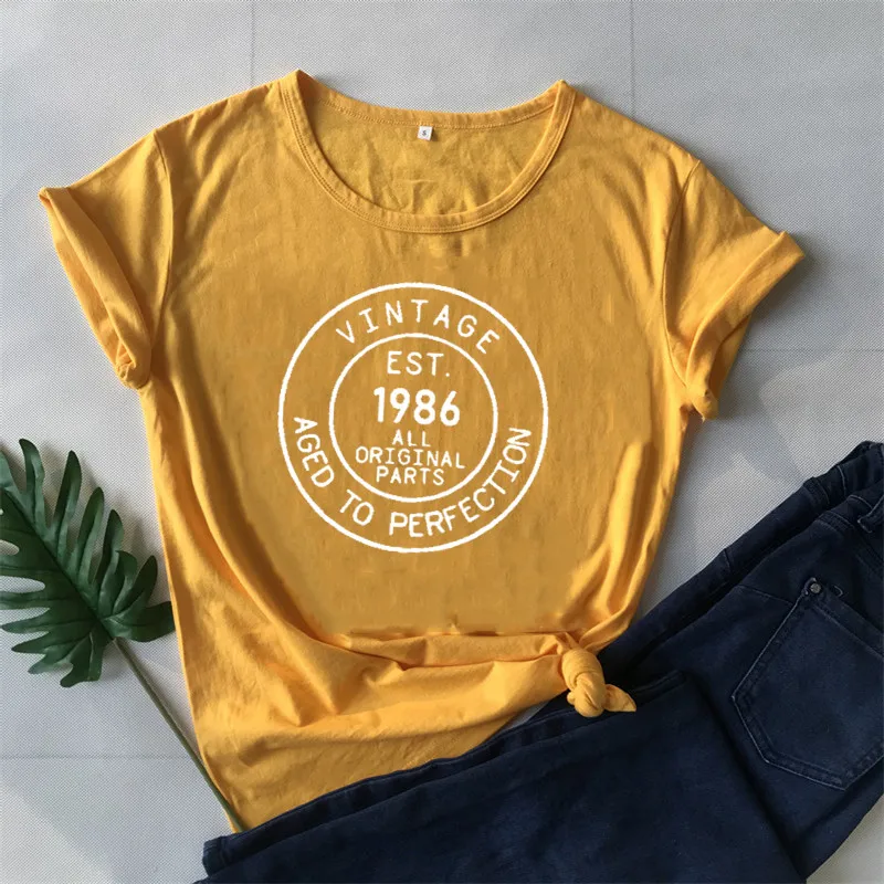 

36th Birthday Vintage 1986 Shirt Gifts for Men Gifts for Women 100%Cotton O Neck Fashion Print shirt Casual Short Sleeve Tee