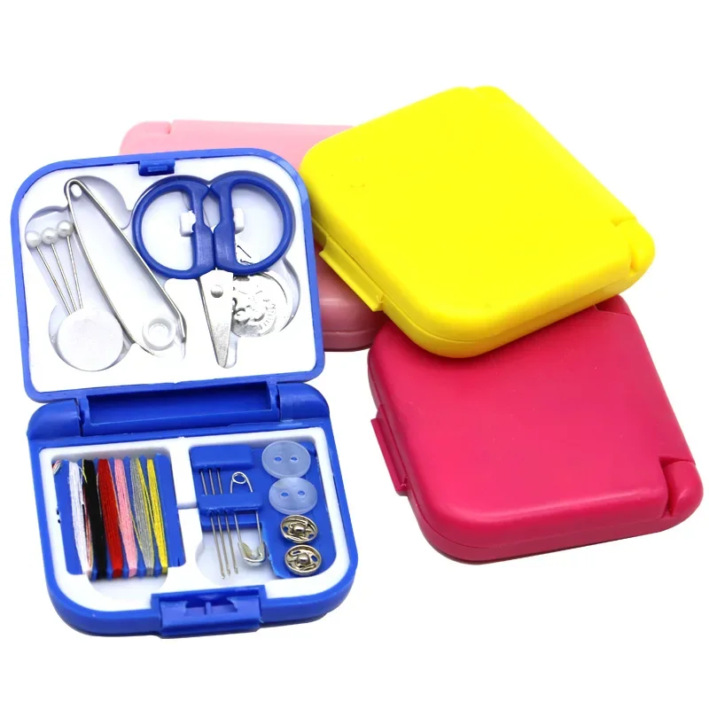 Portable Travel Mini Sewing Kit Buttons Pins Storage Boxes Handmade DIY Sewing Tools Scissor Thimble Needle Threads Box Set