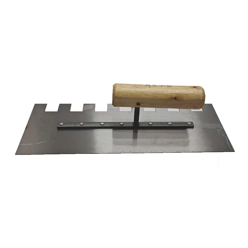 Claying Trowel Right Side Tooth Serrated Trowel Wooden Handle 300 mm /11.81inch Carbon Steel Blade 15&times;15mm Teeth For Tiling