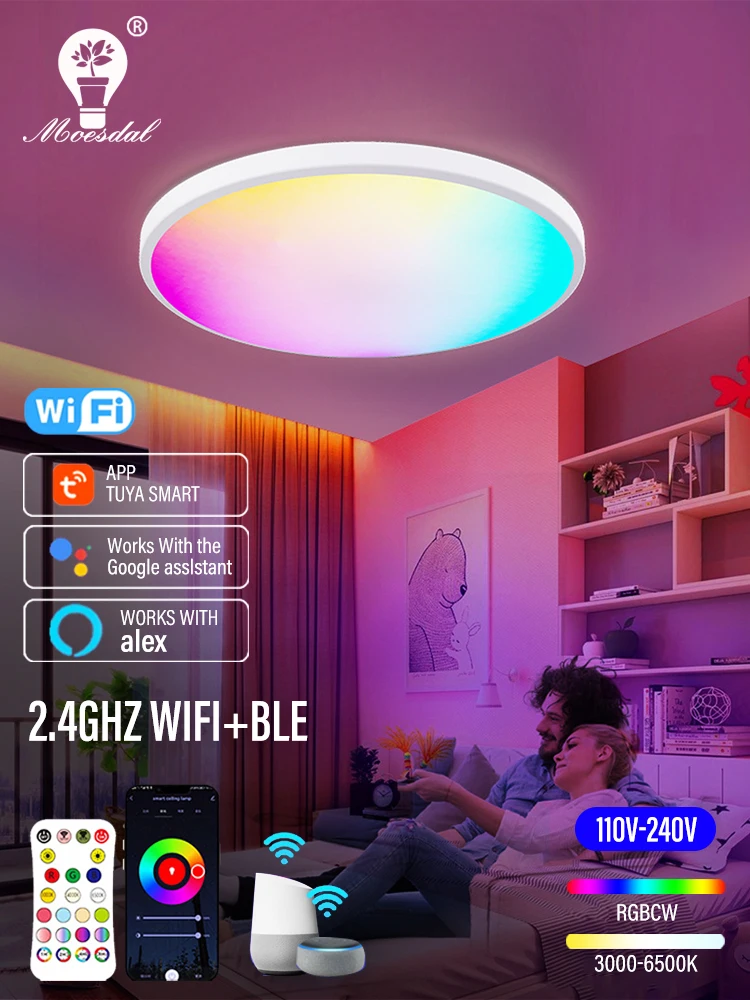 Wi-fi dimmable ceiling light rgbcw compatible with tuya app € 46,73