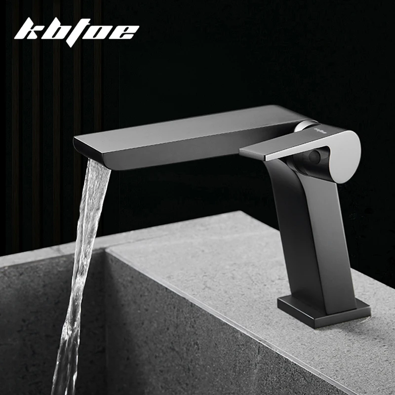 Bathroom Faucet Basin Faucet Brass Single Handle Crane Waterfall Hot and Cold Mixer Tap Chrome Black