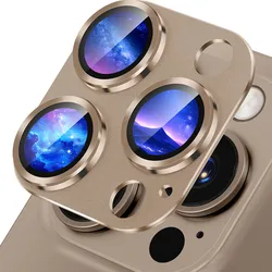 Premium Metal Camera Lens Glass Protector for iPhone - Elegant and Durable Lens Cover Accessories (Gold Titanium)