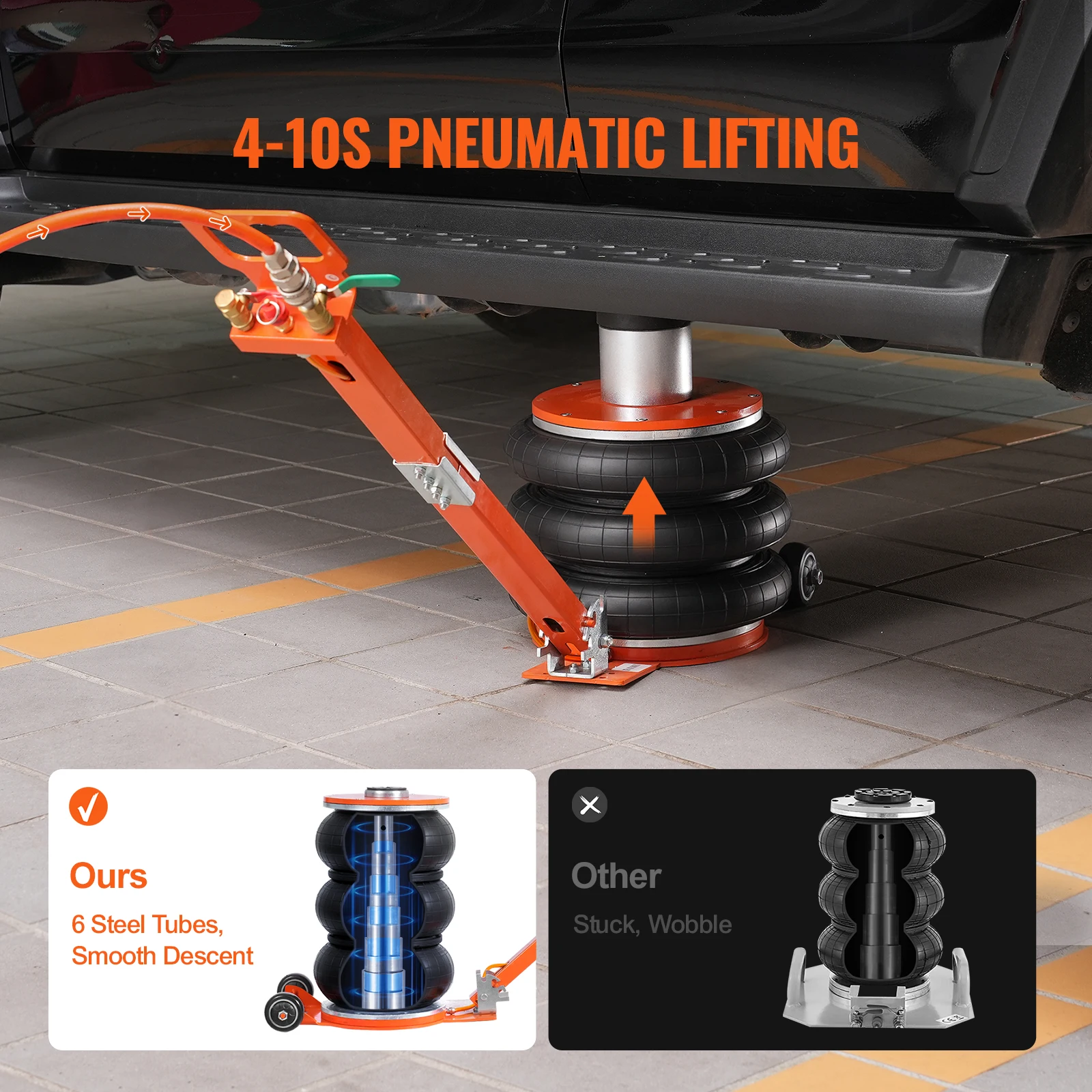 Pneumatic Lifting Jack with Adjustable Handle for Car Maintenance